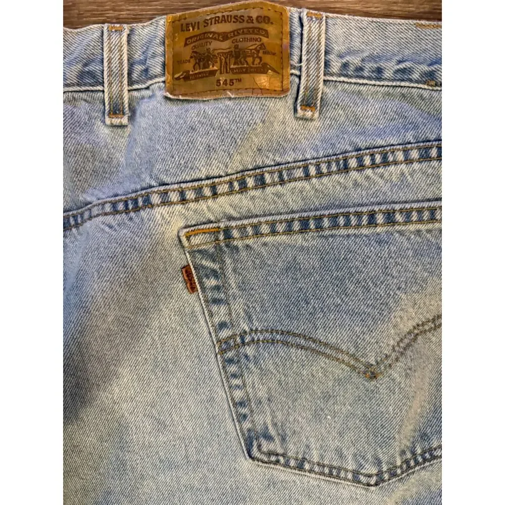 VTG Levi’s 545 Loose Fit Orange Tab Jeans 50X32  Light Wash Jeans Made In USA